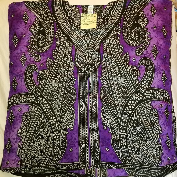 SYMMER Coverup NWOT Ornate Black White Purple Polyester Cover - Picture 2 of 10